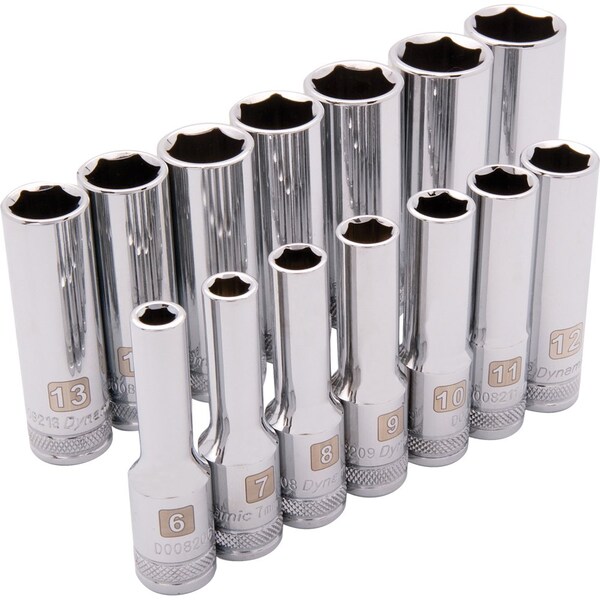 Tools 3/8" Drive 14 Piece 6 Point, Deep Metric Socket Set, 6mm - 19mm